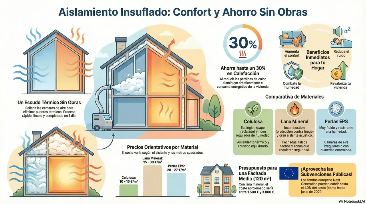 Aislamiento de viviendas para confort y ahorro. ¡Las subvenciones públicas cubren hasta el 40% del coste!