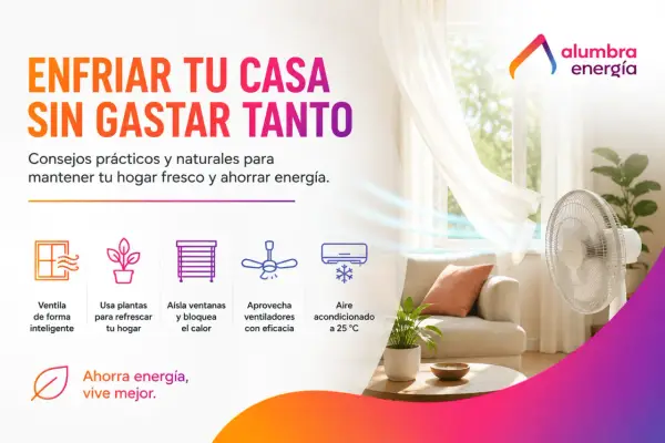 Consejos para enfriar tu casa sin gastar tanto: ventila, usa plantas, aísla ventanas, aprovecha ventiladores y usa aire acondicionado a 25°C.